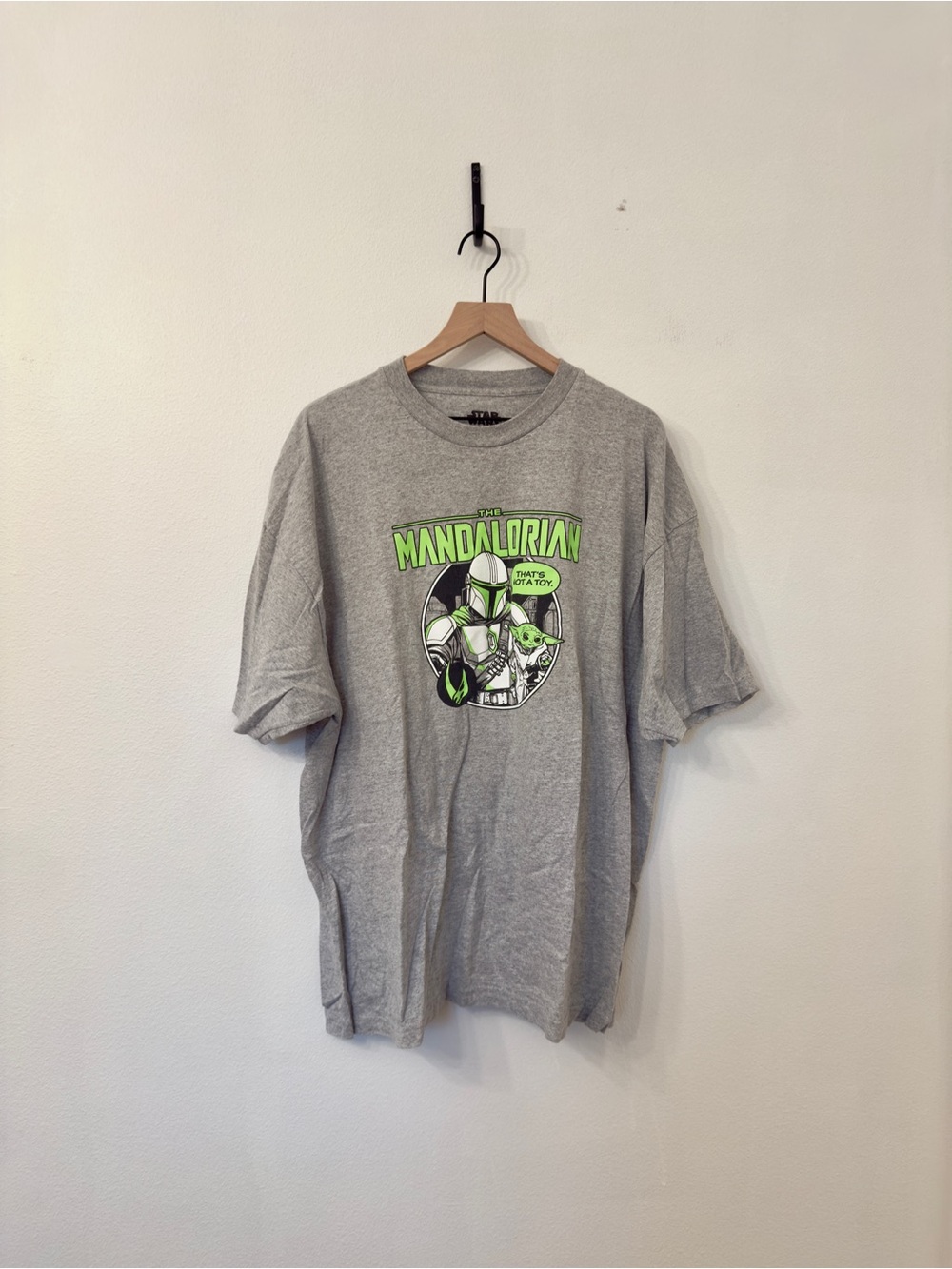 The Mandalorian Graphic Tee - Gray with Neon Green Print